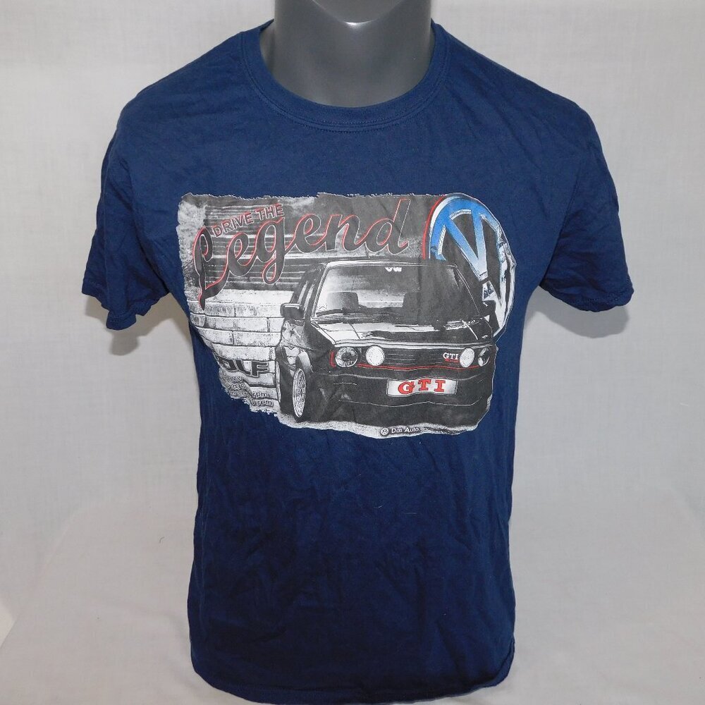 Volkswagen Golf GTI Car Das Auto Drive the Legend Blue Graphic T Shirt Mens L